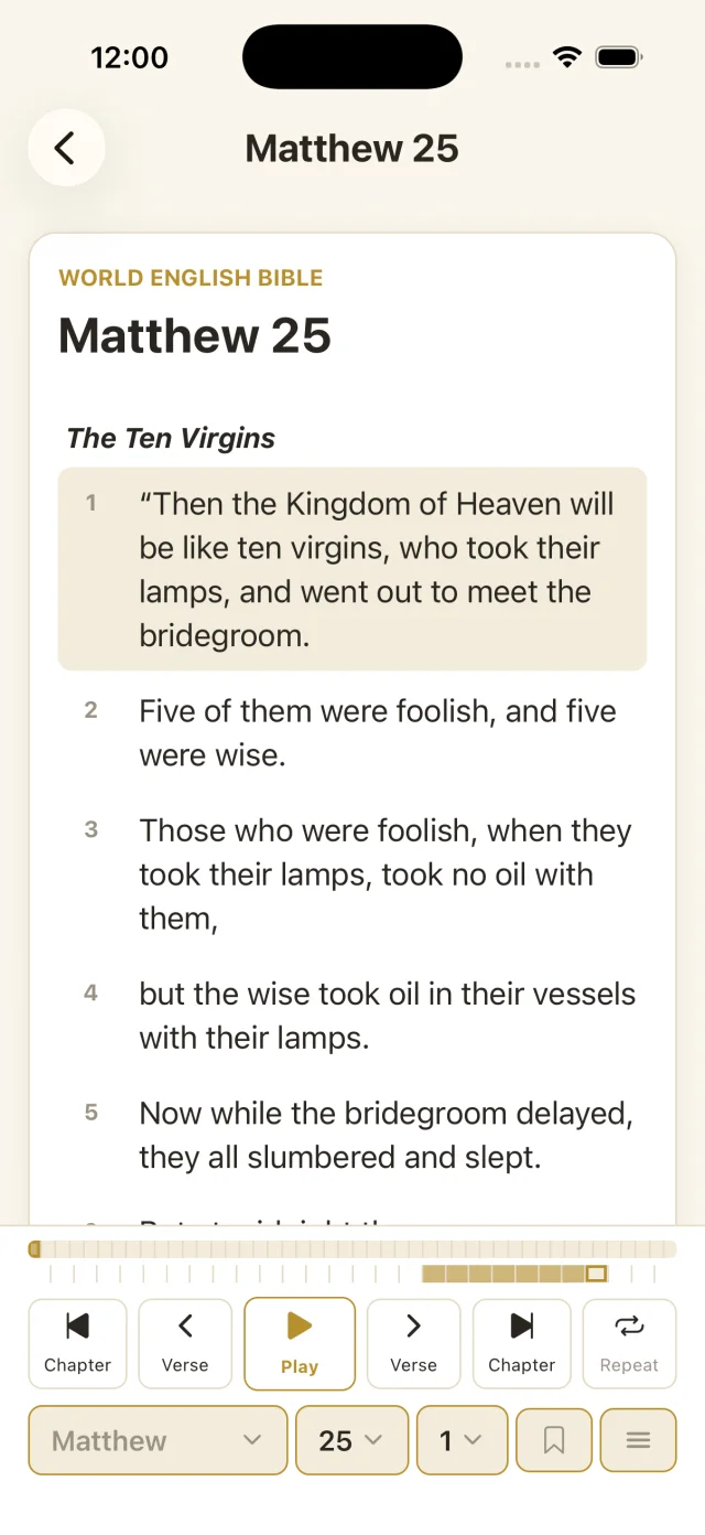 Prayer Explorer reading the Douay-Rheims Bible with audio controls